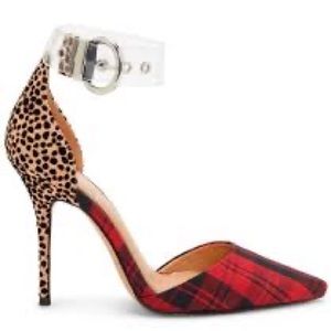 Jessica Simpson Plaid and Cheetah Print Stiletto Heels with Ankle Strap